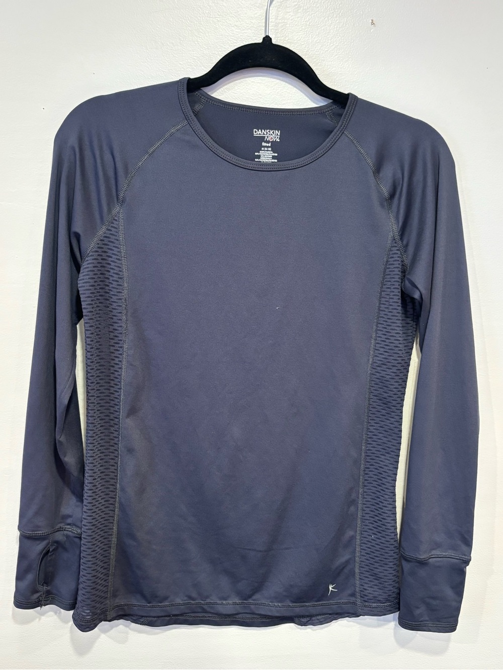 Danskin Now Fitted Long Sleeve Grey Stone Shirt Women's Medium 8-10